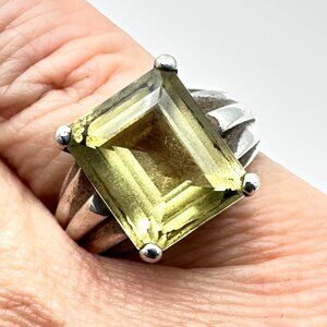 Yellow Gemstone Sterling Silver Ring Size 7